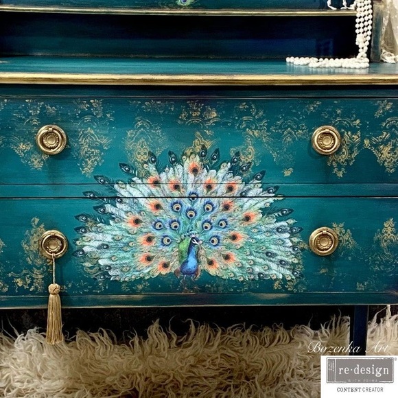 Redesign with Prima Decor Transfer ~ PEACOCK DREAMS 24” x 33” - Picture 3 of 4
